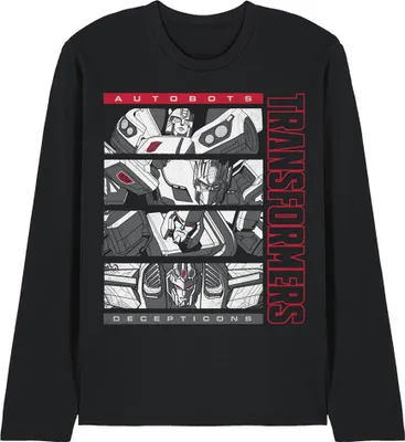 Immagine prodotto di Maglietta a maniche lunghe unisex per uomo/donna, ispirata a "Transformers - Generazioni Autobots e Decepticons", taglia S, colore nero (codice prodotto: TV26534)