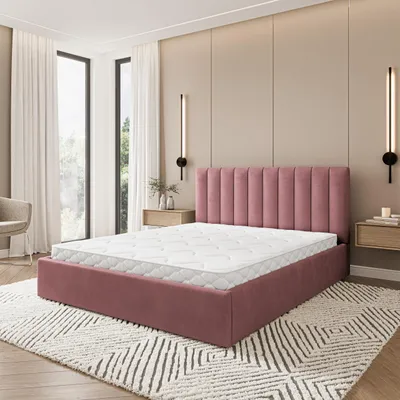 Produktbild von Masseno Polsterbett DEMERA MGV 120x200 cm, Polsterbett mit Bettkästen - Rosa, MAGIC VELVET 2258