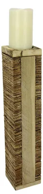 Holz-Kandelaar, Landhausstil, ca. 10x10x47 cm, für Stumpenkerzen