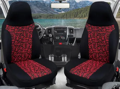 Produktbild von Wohnmobil Schonbezüge in Schwarz/Rot ({MODELL})
