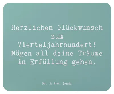 Produktbild von Mr. & Mrs. Panda Mousepad Spruch 25. Geburtstag Freude - Meeresbrise - Geschenk, Alter, computer, Handgefertigt, Liebe, Geschenke, Mouse Pad, Happy Birthday, Zitat