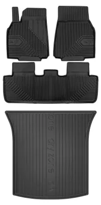 Image de Tapis de sol en caoutchouc pour Tesla Model Y 2020-2025 (SUV/crossover, plancher haut) – 4 pièces, noirs, sur mesure