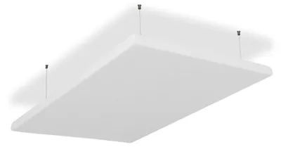 Produktbild von SILENT4® Schallabsorber Decke 114x72x5cm Akustikbild Akustikpaneele aus Akustikvlies, Seilmontage, messbar verbesserte Raumakustik durch Akustikplatten mit waschbarem Stoffbezug in Weiß