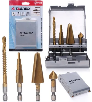 Produktbild von Stufenbohrer Satz 4tlg. HSS TIN Schälbohrer Fräsbohrer Kegelbohrer Senker