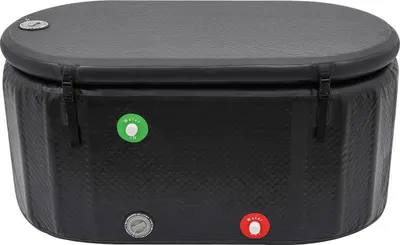 Produktbild von Eisbadewanne - Aufblasbare Freistehende Badewanne - Größe 132x70x62 cm - Mit Deckel - Mit Pumpe - Für Erwachsene - Temperaturbereich -5–40°C - Schwarz
