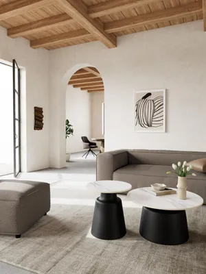 Productafbeelding van Salontafel Santorini Keramiek Wit Ø45cm - Giga Living