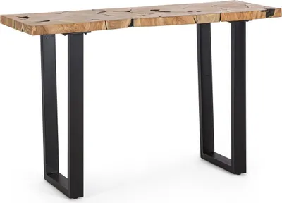 Produktbild von Konsolentisch Elwood 120 x 40 x 75 cm Teak Stahl Natur Schwarz