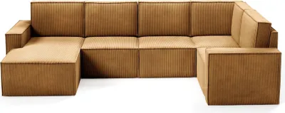 Produktbild von BETTSO klassisch gepolstertes Ecksofa mit Kordseiten für Wohnzimmer ORTO Gelb Links