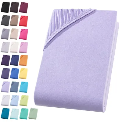 Produktbild von Jersey Spannbettlaken 180-200x200 cm Spannbettuch 100% Baumwolle Bettlaken, Flieder