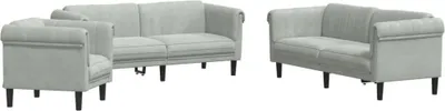 Image de vidaXL Ensemble de canapés 3 pièces gris clair velours