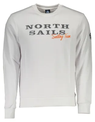 Produktbild von Weißes Herren-Sweatshirt: Langarm, Rundhals, Print-Design, Logo-Detail