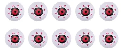 Produktbild von 10 Stück gruselige Halloween Dekoration aus Kunststoff, 3,3 cm Durchmesser