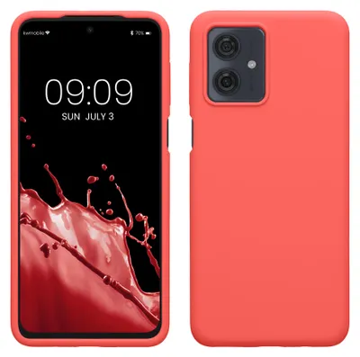 Produktbild von kwmobile Handyhülle für Motorola Moto G54 5G Hülle - Case Silikon - Kabelloses Laden - Schutzhülle Cover in Neon Koralle