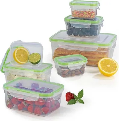Immagine prodotto di GOURMETmaxx Contenitori per alimenti Klick-it Set da 14 Contenitori per alimenti senza BPA Lavabili in lavastoviglie Utilizzabili nel microonde e nel congelatore Ermetici a prova di perdite Impilabili