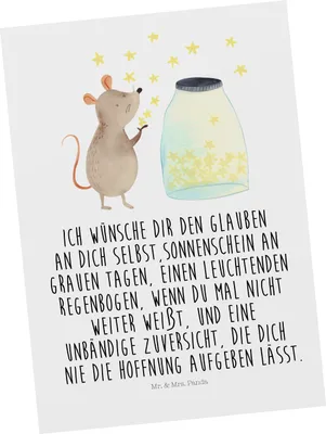 Produktbild von Mr. & Mrs. Panda Postkarte Maus Sterne - Weiß - Geschenk, Gute Laune, lustige Sprüche, Geburtstag, Einladung Geburtstag, Ansichtskarte, Schwangerschaft, Hoffnung, Tiere