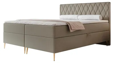 Produktbild von Boxspringbett PONTI II 140x200 Rautensteppung Bettkasten Bonellmatratze Taupe