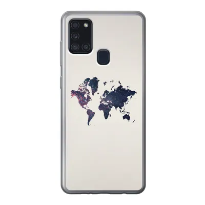 Produktbild von MuchoWow® Handyhülle Schutzhülle Hülle für Samsung Galaxy A21s Weltkarte - Licht - Rot Silikon Softcase Handy Hülle - Hartschale
