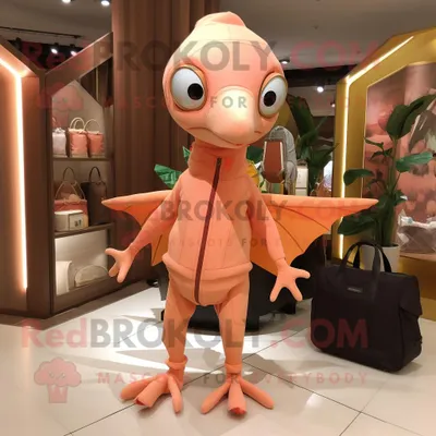 Immagine prodotto di Personaggio del costume della mascotte REDBROKOLY di Peach Dimorphodon vestito con un dolcevita e borse Tote
