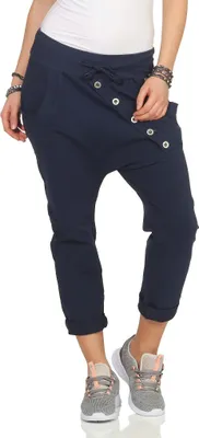 Produktbild von 295 Damen Hose Sweatpants Jogginghose Baumwolle Freizeithose Boyfriend Bagg Sporthose mit Gummibund Blau