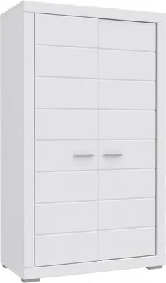 Produktbild von Furniture24 Kleiderschrank Snow SNWS82 Schrank 2 Türiger Drehtürenschrank mit Kleiderstange und Einlegeboden Weiß