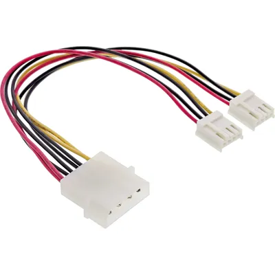 Produktbild von InLine Strom Y-Kabel intern, 1x 5,25" an 2x 3,5", 0,20m, 0,3 m, Mehrfarbig, 12 g, 100 mm, 140 mm, 15 mm