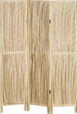 Produktbild von HOMCOM Raumteiler für den Innenbereich, 3-teilig, Fischgrätenmuster, zusammenklappbarer Raumteiler aus Holz, 120 x 170 cm, Holzfarbe
