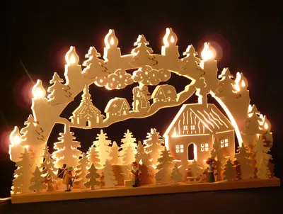 Produktbild von Original Erzgebirgischer Marken Schwibbogen Lichterbogen 70 x 43 cm S70-3_49