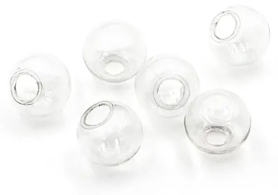 Produktbild von Vintageparts Hohlperlen Glas klar zum Befüllen 14 mm, 6 Stück