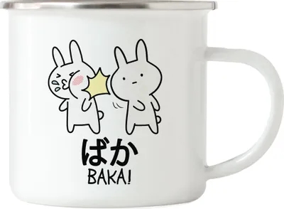 Produktbild von Baka Anime Emaille Tasse Lustiges Baka Hasen Ohrfeige Rabbit Otaku Manga