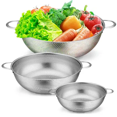 Obrázok produktu pre Sada 3 sitiek z nehrdzavejúcej ocele, multifunkčná sada do kuchyne