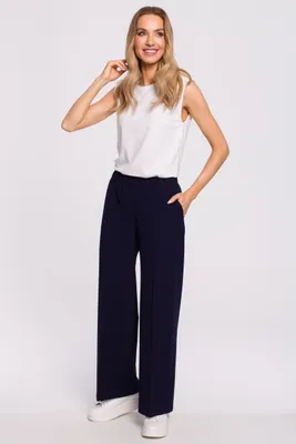 Imagen del producto de Made of Emotion: Pantalones elegantes para mujer, modelo Ottili M570, color azul oscuro, talla S