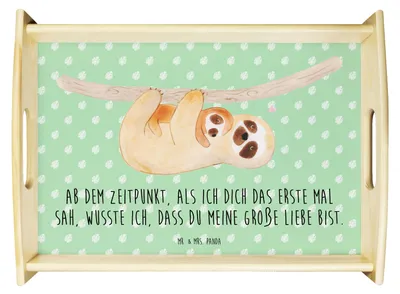 Produktbild von Mr. & Mrs. Panda Tablett Faultier Kind - Tropengrün - Geschenk, Liebe, für bett, Mutter, couchtablett, Mama, Servier, Sofa, Serviertablett, Baby