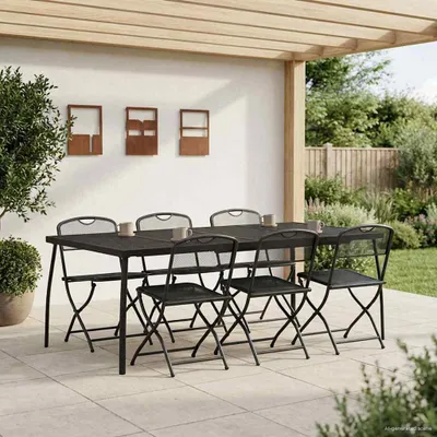 Produktbild von CLORIS Gartenmöbel Set 7 pcs Anthrazit Eisen und Stahl - Gartenmöbelgarnituren CC503