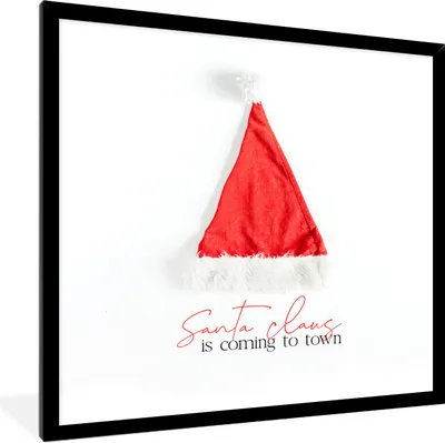 Produktbild von MuchoWow® Gerahmtes Poster Winter - Nikolausmütze - Zitat 40x40 cm - Poster mit Schwarzem Bilderrahmen Wandposter Rahmen Foto Bilder - Mit Rahmen - Wanddekoration Schlafzimmer