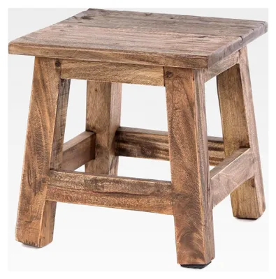Produktbild von Vintage PALO | 27,5x26x26cm (HxBxT), Mahagoni Recycled Holz | Holzhocker, Sitzhocker, Beistelltisch, Blumenhocker | Farbe: 01 Natur-Vintage