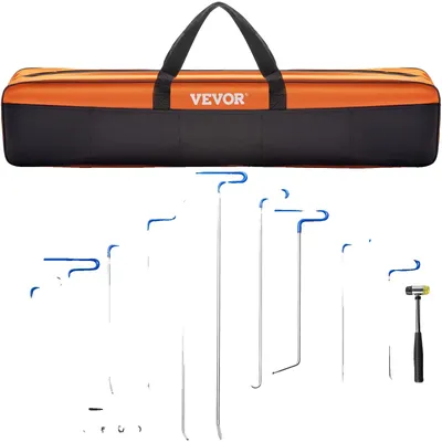 Image de Kit d'élimination des bosses VEVOR, 20 barres de réparation des bosses sans peinture, barres de réparation des bosses en acier inoxydable, outils de réparation des bosses à queue de baleine, outil professionnel d'élimination des bosses de grêle