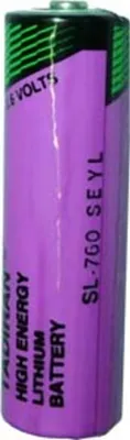 A single Tadiran lithium battery is shown against a white background.