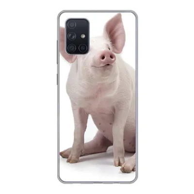 Produktbild von MuchoWow® Handyhülle Schutzhülle Hülle für Samsung Galaxy A51 Schwein - Bauernhoftiere - Weiß Silikon Softcase Handy Hülle - Schutzabdeckung