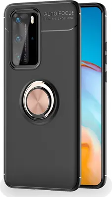 Immagine prodotto di NALIA Anello custodia del telefono cellulare per Huawei P40 Pro, cover case in silicone 360 gradi supporto Rose Gold