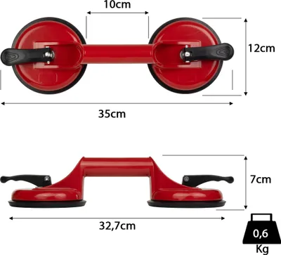Immagine prodotto di 4 pezzi ventosa con 2 ventose ROSSO ALLUMINIO fino a 100KG Moritz