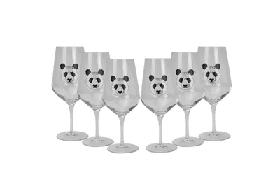 Produktbild von Panda Wein-Glas Gläser Set - 6x Weingläser mit Eichung / Eichstrich 0,1L + 0,2L geeicht