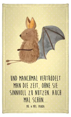 Produktbild von Mr. & Mrs. Panda Handtuch Fledermaus Sitzen - Gelb Pastell - Geschenk, Fledermäuse, gästehandtuch klein, Gäste-WC, badezimmer, Motivation, Lustige Sprüche, Frotteetuch