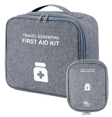 Produktbild von Medikamententasche 2 Stück Grau Groß/Klein Notfalltasche Reise Aufbewahrung