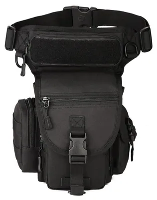 Immagine prodotto di Custodia tattica per gamba, impermeabile, compatibile con sistema MOLLE, in nylon 1000D, colore nero, dimensioni 23x32x13 cm