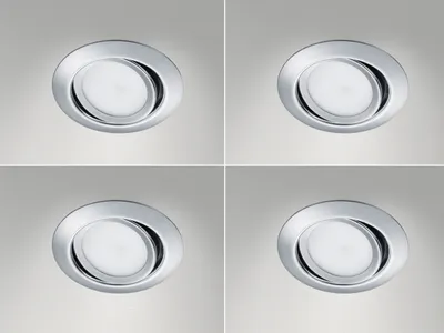 Produktbild von LED Einbaustrahler Decke 4er Set rund schwenkbar Chrom glänzend 5W Deckenleuchte