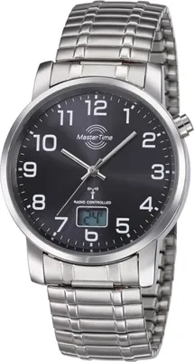 Produktbild von MasterTime Herren-Funkuhr Basic, silber/ schwarz - mit Zugband - MTGA-10308-22M