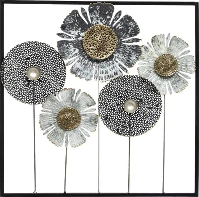 Produktbild von Wanddekoration "Blumen" - Metall 50 × 50 cm - Atmosphera créateur d'intérieur