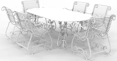 Produktbild von Casa Padrino Jugendstil Schmiedeeisen Gartenmöbel Set - Verschiedene Farben - 1 Ovaler Gartentisch & 6 Gartenstühle mit Armlehnen - Jugendstil Schmiedeeisen Garten & Terrassen Möbel