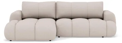 Image de Best Mobilier Yulin - Canapé d'angle gauche 4 places convertible avec coffre en tissu bouclette , Beige
