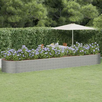 Produktbild von vidaXL Hochbeet Pulverbeschichteter Stahl 584x140x68 cm Silbern